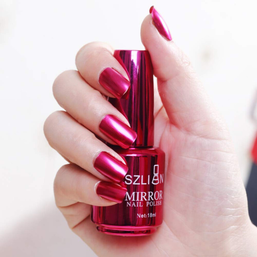 Metallic Mirror Nail Polish 18ml with QuickDry Formula and LongLasting Mirror Shine