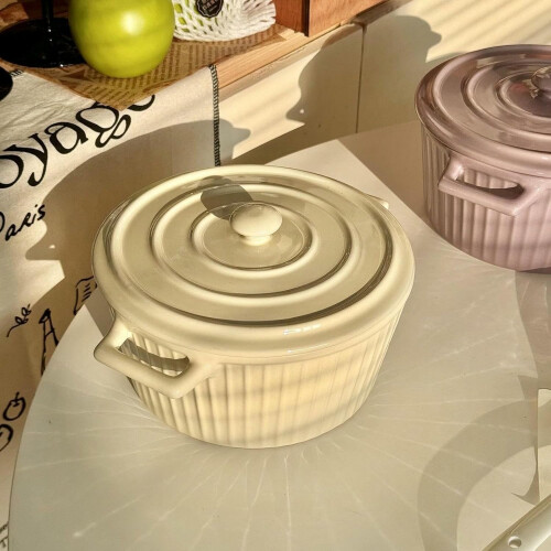 Ceramic Serving Bowl Large Capacity Microwave Dishwasher Safe Scratch Resistant Elegant Dinnerware 2