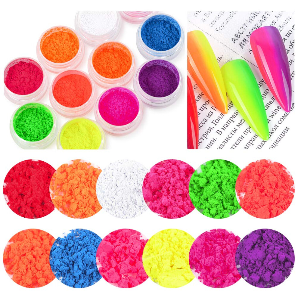 Rainbow Holographic Nail Powder Glitter Pigment 12 Colors Smooth Texture UV LED Gel Nails