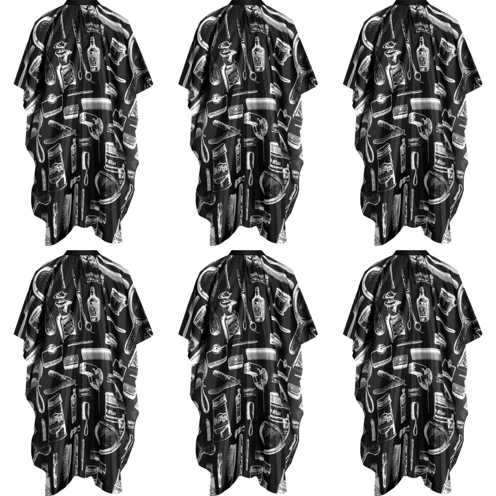 6 Pack Waterproof Barber Cape Set with Adjustable Snap Closure for Salon Stylists Dye Pattern