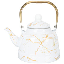 Stovetop Enamel Tea Kettle Stainless Steel Body Retro Style for Induction and Gas with Safety Handle