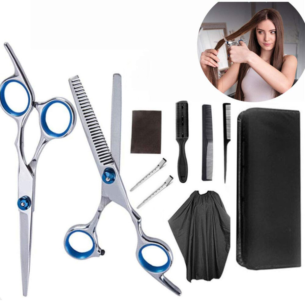 Professional Hair Cutting Scissors Kit with Comb Cape and Stainless Steel Blades for Salon Home