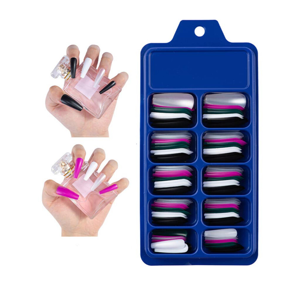 Artificial Acrylic Nails Coffin Ballerina Tips Set 100 Pcs Colorful Full Cover for Nail Art