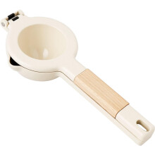 Citrus Juicer Manual Lemon Squeezer with Ergonomic Wooden Handle Zinc Alloy Deep Groove Extraction White