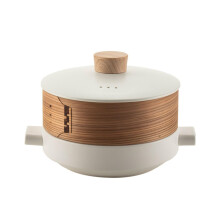 Japanese Ceramic Cookware with Bamboo Steamer, Clay Casserole Pot for Soup Stew Rice, 2.5L 1.5L