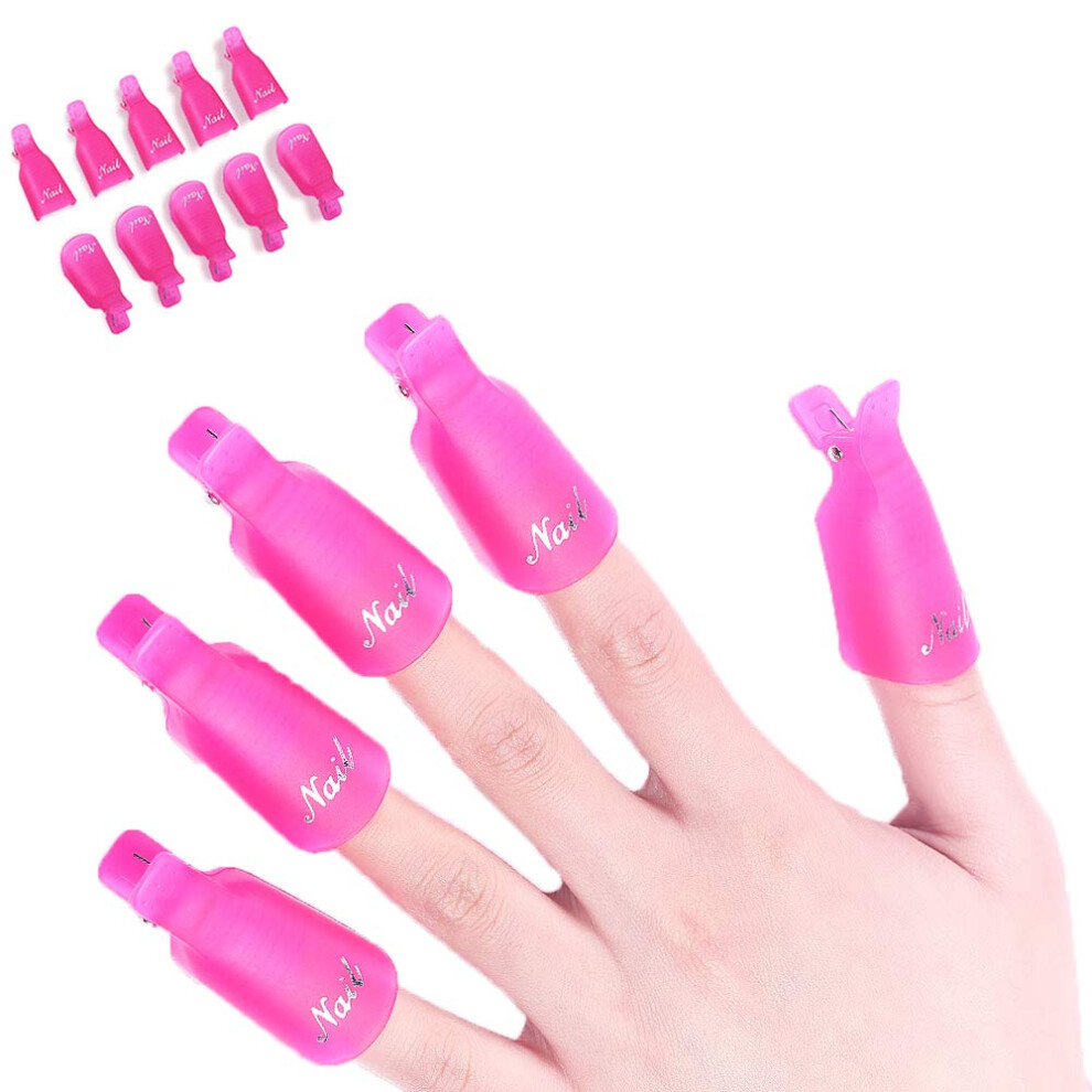 Pink Gel Nail Polish Remover Clips 10Pcs Reusable Soak Off Caps For Fast Uv Gel Removal