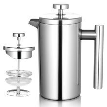 French Press Coffee Maker 304 Stainless Steel 17oz DoubleWall Insulated with Scale for Travel