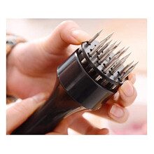 Meat Tenderizer Needle with Stainless Steel Pounders for Tenderizing Steak, White Ergonomic Handle