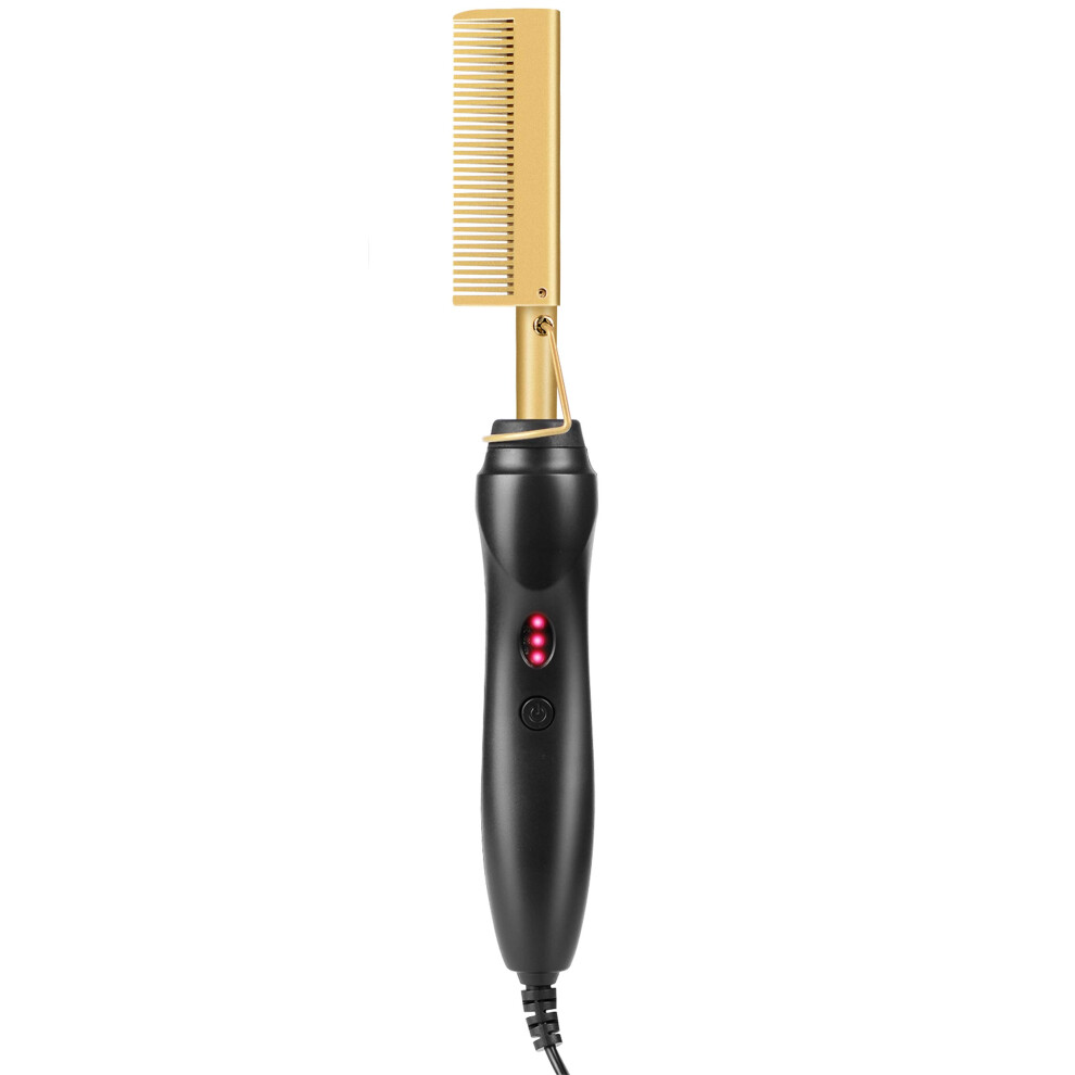 Hair Straightening Comb with Ceramic Even Heat, Adjustable Temp, AntiScald for Curly Hair and Travel