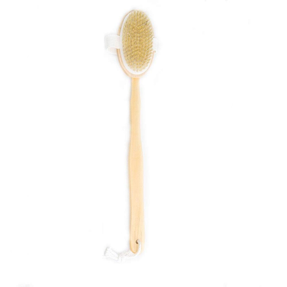 Body Brush with Detachable Long Bamboo Handle, Natural Boar Bristle Bath Brush for Gentle Exfoliation