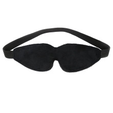 Aloha Elastic PU Leather Blindfold Plush Flirting Eye Mask Funny Sex Game Toy for Couples Adult (Black)