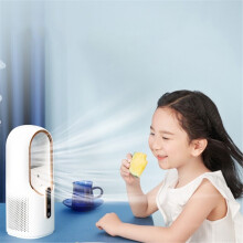 Djunllk Bladeless Misting Fan with Cold Air, Timer & Fingertip Control, USB Rechargeable Portable Evaporative Cooler, compatible with Bedroom Use