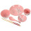 6pcs Japanese Style Ceramic Tableware Set Household Cutlery Creative Ceramic Dinnerware Set (Pink) 4