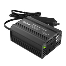 150W Car Power Inverter 12V DC to 110V AC with 3.1A Dual USB, compatible with Laptop, Computer - 3.26x2.48x1.49 Inch