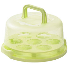 7Slot Round Cake Carrier with Lid and Handle, Airtight Buckle, FoodGrade Cupcake Holder