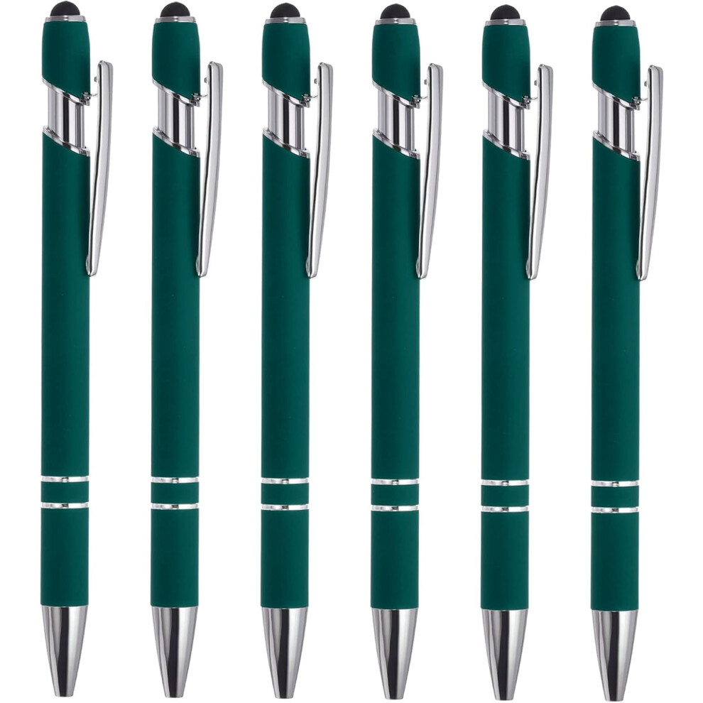 6 Pack Ballpoint Pens With Stylus Tip, 2 In 1 Metal Pen Ink 1.0Mm Medium Point Stylus Pen For Touch Screens Black 9377112432182