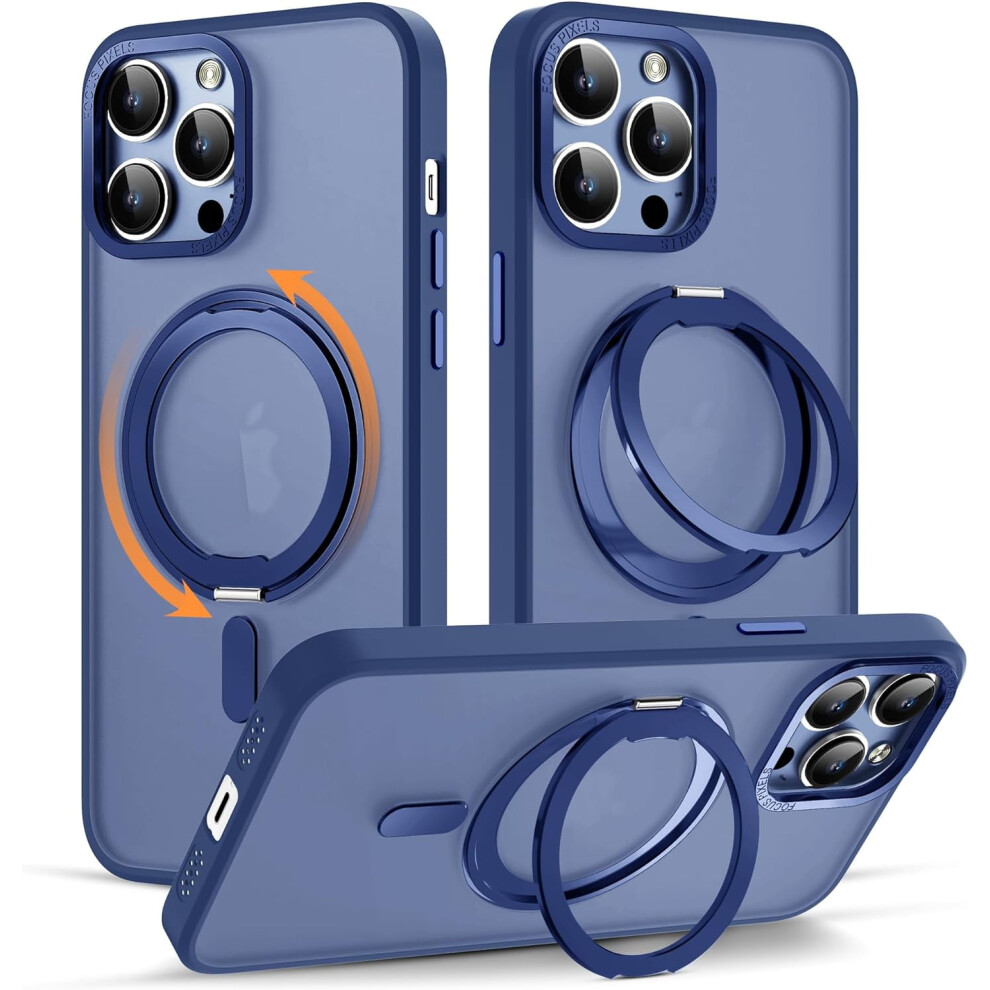 Compatible With Iphone 12 & Iphone 12 Pro Case, 360 Rotatable Magnetic Ring Stand, Mag-Safe Compatible, Military-Grade Protection, Translucent Blue 9377112432946