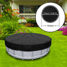 4 FT Round Pool Cover for Outdoor Round Pools, Compatible with Easy Set & Frame Above Ground Pools, Waterproof Dustproof Solar Cover (Black)
