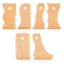 7pcs Ceramic Trimming Tools Ceramic Clay Foot Shaper Tool Texture Wood Profile Rib Bundle Fo