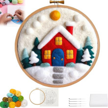 Christmas Needle Beginner Painting with Embroidery Frame Wool Needle