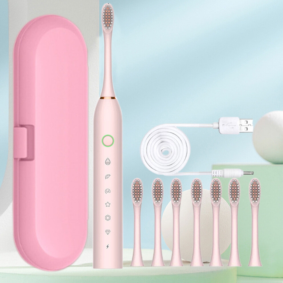 Kcavykas Electric Toothbrush with 8 Heads & Case, Kids' 6 Modes, Smart Timer, IPX7 Waterproof, compatible with family holiday gifts