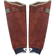 Leather Welding Sleeves Heat and Flame Resistant Cowhide Arm Protection with Adjustable Fit Brown