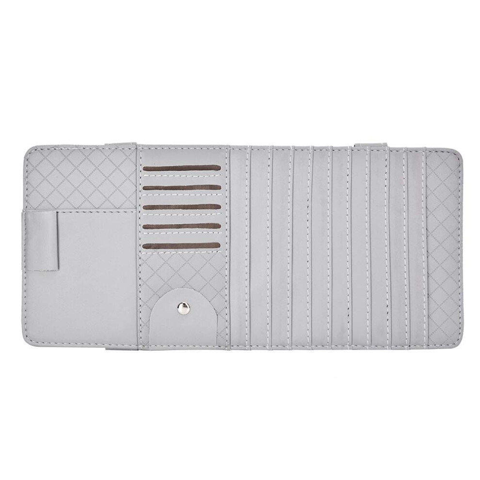 Pu Leather Car Sun Visor Organizer With Cd Sleeve, Card Holder And Sunglasses Storage 9113335539051
