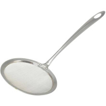 Stainless Steel Skimmer Spoon with Fine Mesh Filter, Long Handle Oil Draining Strainer for Frying and Soup (25x7.5cm)