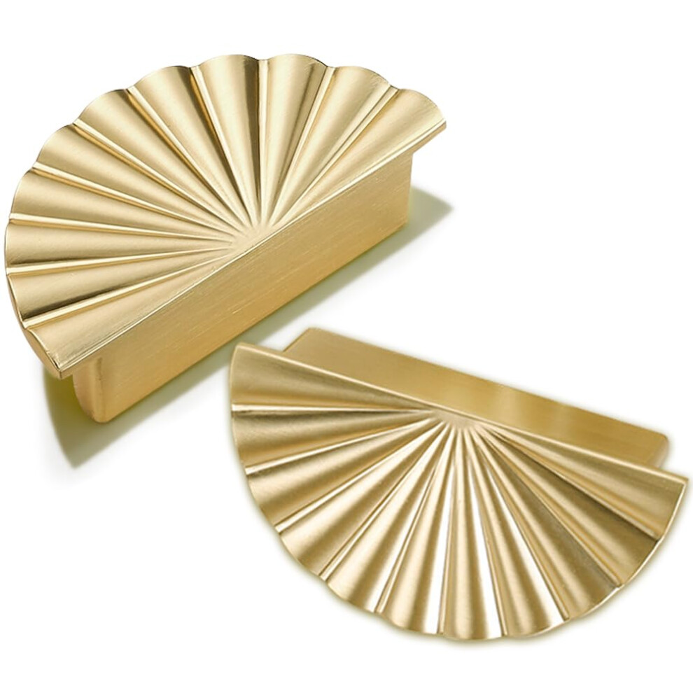 8Pcs Half Moon Cabinet Handles Vintage Zinc Alloy Drawer Pulls Brushed Gold Wardrobe Knobs 9053599999324