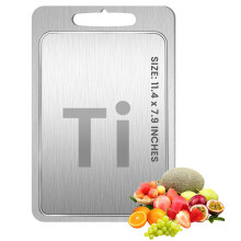 Titanium Cutting Board with Juice Groove, Pure Titanium DoubleSided Metal Chopping Board 11.4'x7.9' for Meat, Fruit and Vegetables