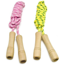 Adjustable Skipping Rope for Kids, Jumping Rope with Wooden Handle And Cotton Rope, Great for Fitness Training/game/fat Burning Exercise - 260cm (yell