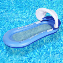 Pool Float with Headrest and Sunshade, Adult Inflatable Lounger Raft with Waterproof Phone Pouches