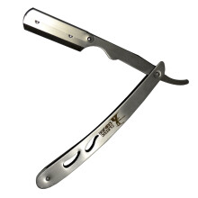 Barber Straight Razor Stainless Steel with Ergonomic Silver Handle Rust for Professional Use
