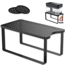 Water Dispenser Stand with Sturdy Steel Frame and Dual Drip Trays for Countertop Filters, Black