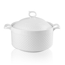 Large Ceramic Soup Tureen with Lid, 120 oz HeatResistant Porcelain Serving Bowl with Handles White