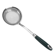 Kitchen Skimmer Stainless Steel Strainer with Long Handle Heat Resistant for Frying and Boiling 42cm Green