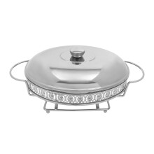 Oval Stainless Steel Chafing Dish Buffet Set with Glass Pan, 2.11Qt Food Warmer for Parties