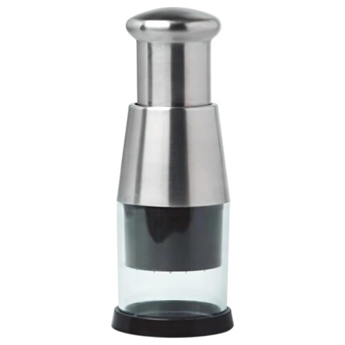 Garlic Press Stainless Steel Crusher with NonSlip Handle and Clear Container for Easy Mincing
