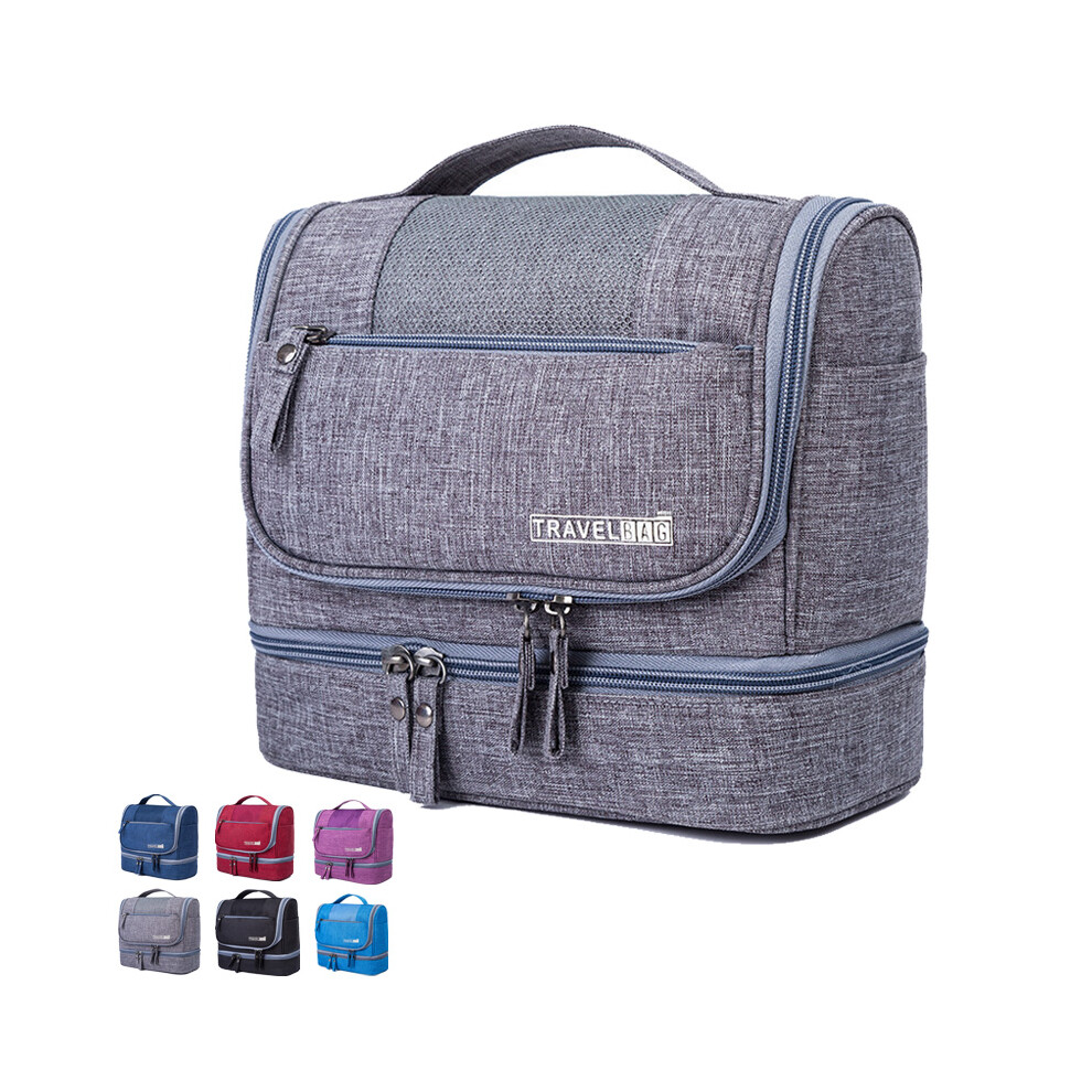 Gray Toiletry Bag For Men And Women, Portable Cosmetic Bag, Waterproof Travel Bag,