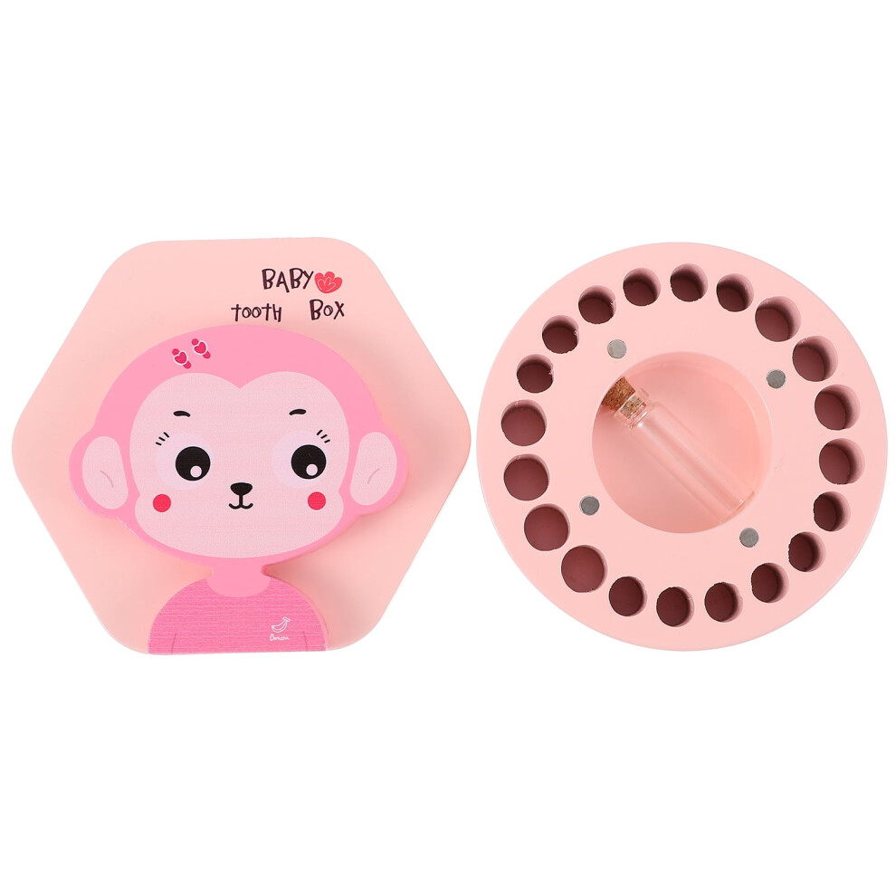 Pink Baby Changing Teeth Saver Tooth Collection Box Holder Souvenir Child Wooden