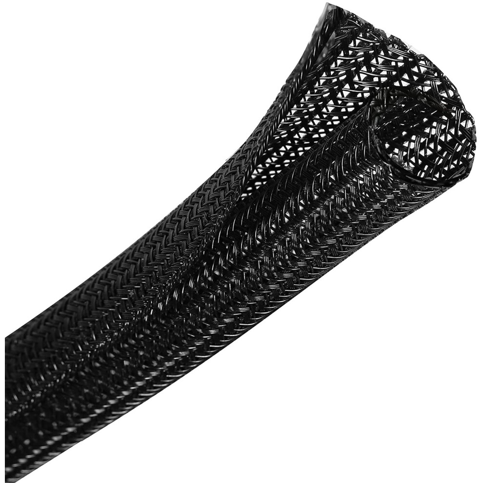 10Ft - 1/4 Inch Braided Cable Management Sleeve Cord Protector - Self-Wrapping Split Wire Loom 9377112438757