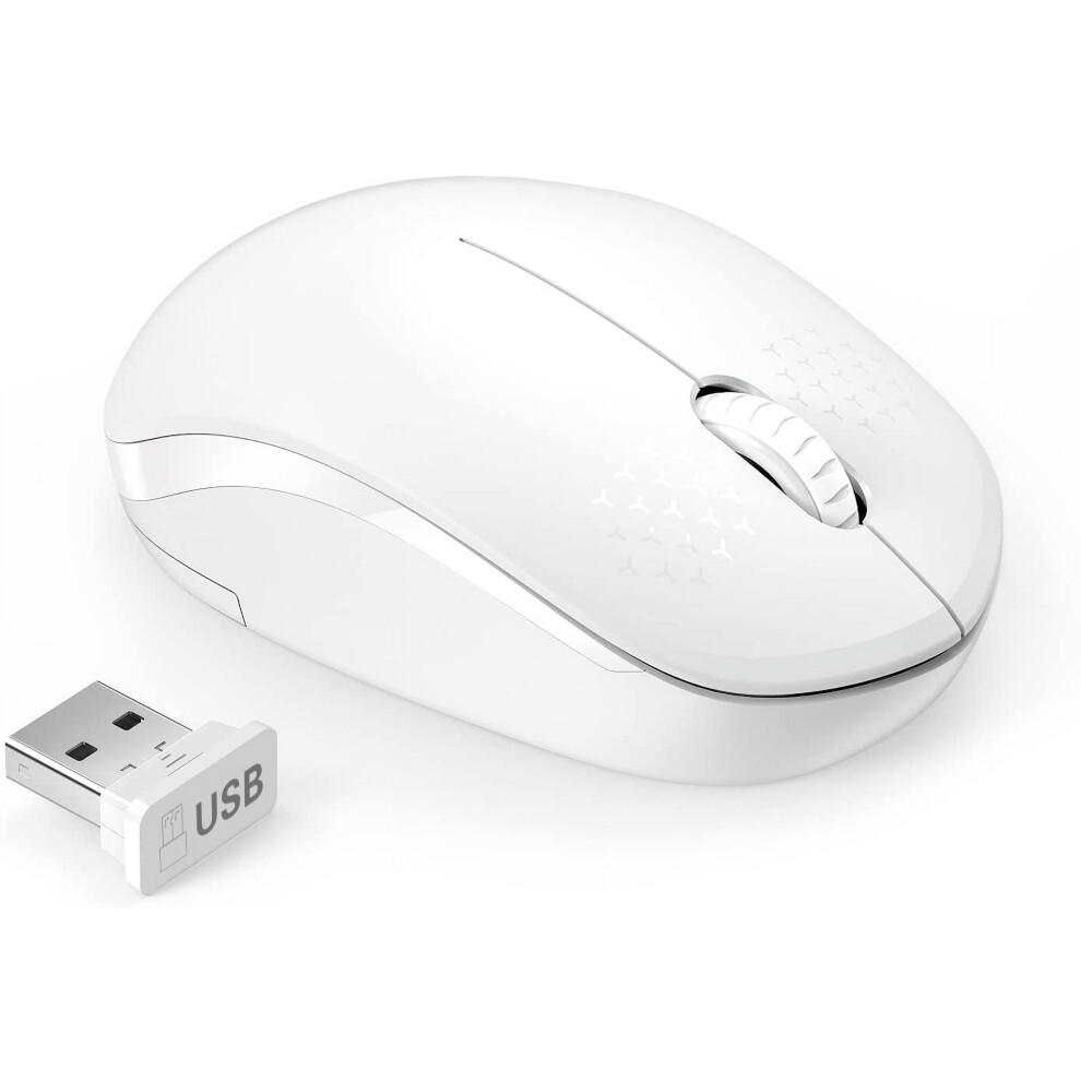 Wireless Mouse, 2.4G Noiseless Mouse With Usb Receiver Portable Computer Mouse For Pc, Tablet, Laptop - Pure White 9377112438672