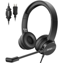 USB with rophone for PC Laptop, Wired Computer Environmental Noise Canceling Headphones with