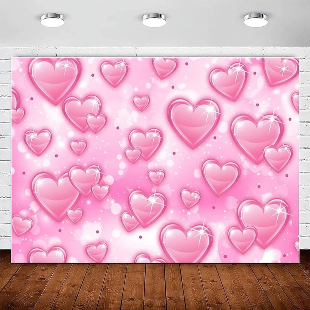 Heart Y2k Party Backdrop, 90S Old School Background For Glamour Photoshoot, Compatible With Theme Decor, Valentine's Day & Birthday Selfie Pink 9027700429352