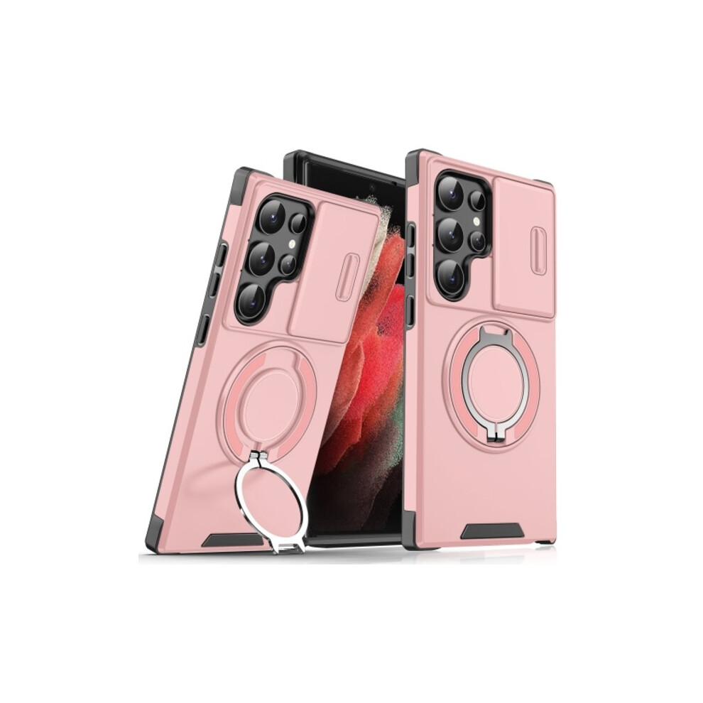 Compatible With Samsung Galaxy S21 Ultra 5G Case With Sliding Camshield Ring Holder Pink 9027700430877