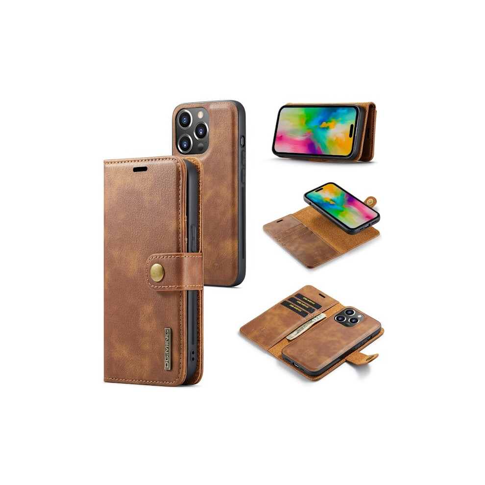 Dg.ming 2-In-1 Magnet Wallet Compatible With Iphone 16 Pro Max Cognac Light/Brown 9027700431003