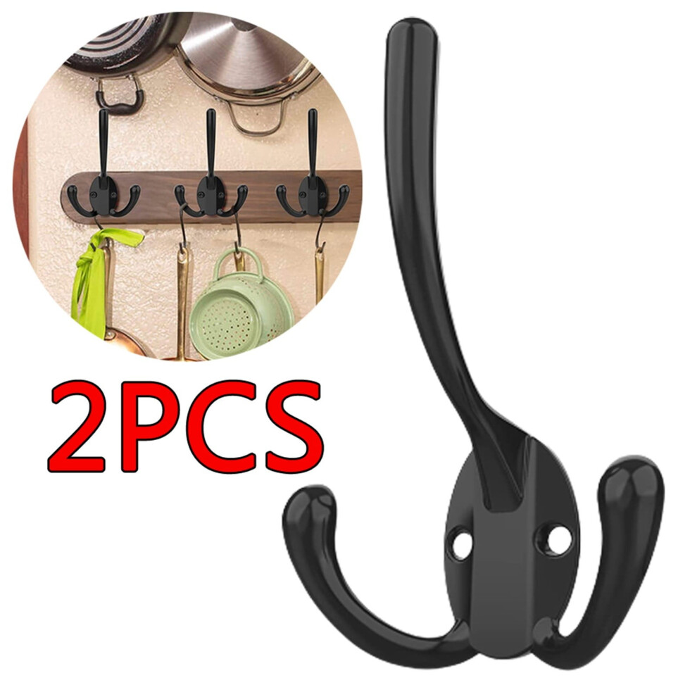 Winysin2pcs Double Hangers Black Towel Hook For Bathroom Clothes Coat Hook Bedroom 9027700431133