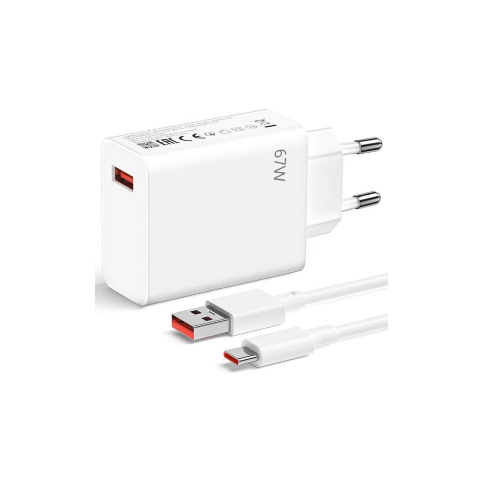 67W Fast Charger + 1M 6A Usb-C Cable For Compatible With Xiaomi Redmi 13C, Redmi Note 13 4G-5G, Redmi Note 13 Pro 4G-5G, Note 13 Pro+ 5G 9027700430990