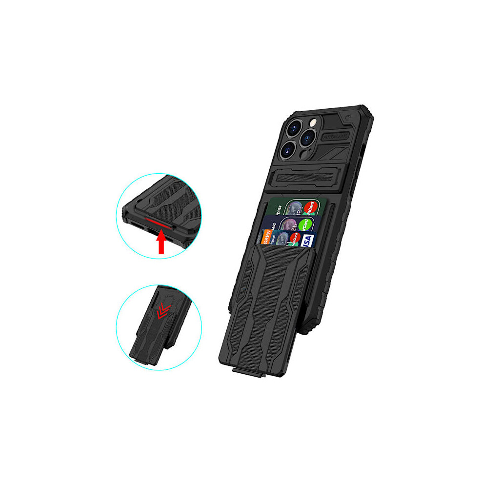 Compatible With Iphone 14 - Protective Durable Case With Hidden Card Holder Black 9027700430952