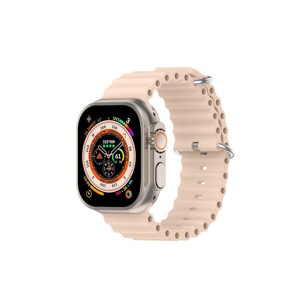 Compatible With Apple Watchwith Apple Watch Compatible Wave Bracelet Silicone 42/44/45/49 Mm Pink 9027700430754